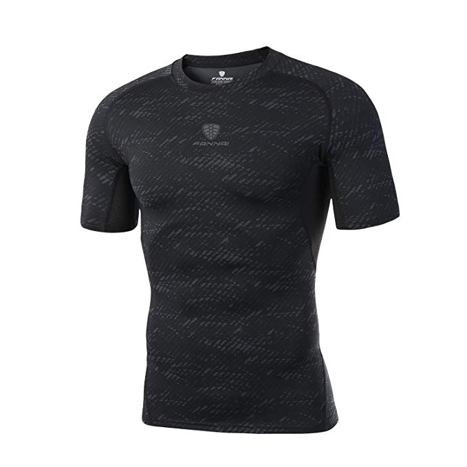 Fannai Men's Short Sleeve T-Shirt Cool Dry Compression Baselayer Running Fitness Shirt，Shapewear for Men