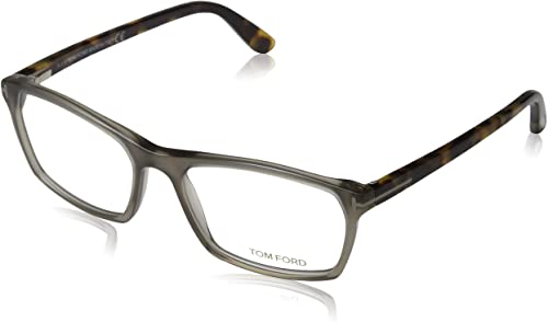 Tom Ford for man ft5295-020, Designer Eyeglasses Caliber 56, Matte Grey Front, Havana Temples, 56/17/145