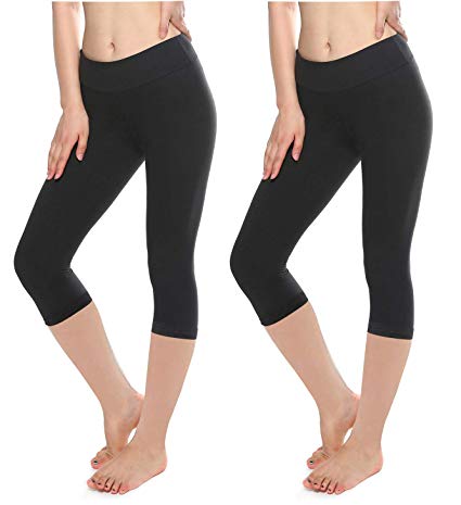 KT Buttery Soft Leggings Capri for Women - High Waisted Leggings Pants with Inner Pocket - Reg & Plus Size
