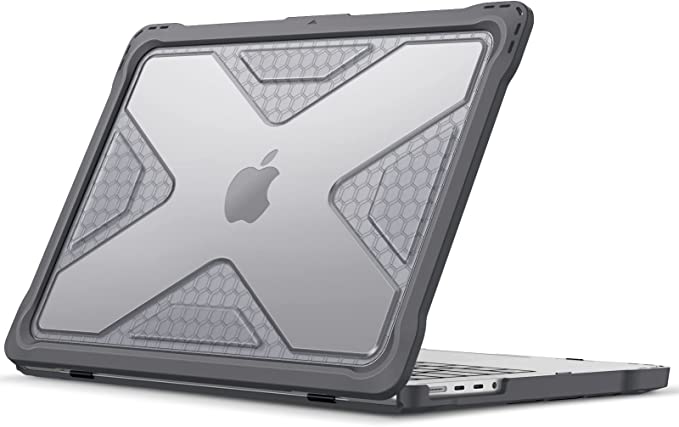 Fintie Case for MacBook Pro 14 Inch A2779 A2442 (2023 2022 2021 Release) - Heavy Duty Rugged Hard Shell Case Cover with TPU Bumper for MacBook Pro 14" M2 Pro/M2 Max/M1 Pro/M1 Max Chip, Gray