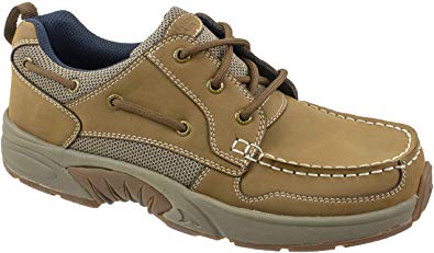 Rugged Shark Men's AXIS Boat Shoe, Premium Leather, Comfort Footbed, Tan, Men's Sizes 9 to 13 Regular and Wide