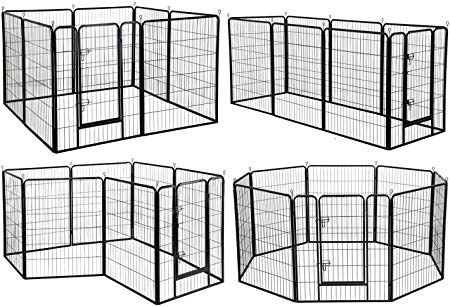 Yaheetech Heavy Duty Metal Dog Playpen - 24/32/40-inch Foldable Pets Playpen Dog Exercise Pen Barrier Fence Outdoor Indoor 16/24/32 Panel Black
