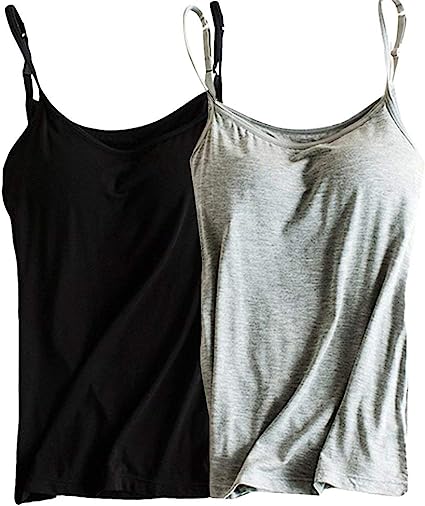 Womens Modal Built-in Bra Padded Camisole Yoga Tanks Tops