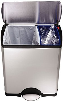 simplehuman Rectangular Step Trash Can Recycler Stainless Steel 46 L  122 Gal