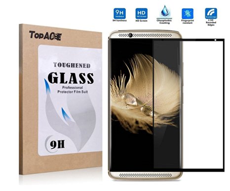 TopAce Premium Quality Tempered Glass 0.3mm [3D Curve Fit] Full Cover Screen Protector for ZTE Axon 7 (Black)