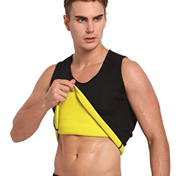 Cimkiz Hot Sweat Vest Neoprene Sauna Vest for Men Weight Loss Tummy Fat Burner Slimming Shapewear Hot Thermo Body Shaper Sweat Tank Top Black No Zip …