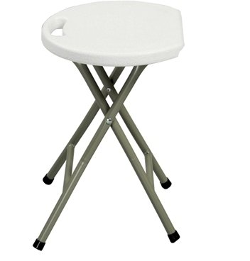 Heavy Duty - Light Weight - Metal and White Plastic Folding Stool - 400lb Capacity - Exclusively by Blowout Bedding RN 142035
