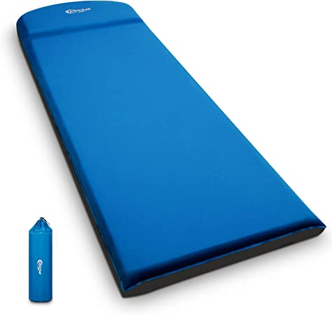 Portal Self Inflating Memory Foam Camping Mat Sleeping Inflatable Roll Mattress Sleeping Pad Single 7cm Thick Camp Air Bed 2X Quicker Inflation with Built-in Pillow Indoor Outdoor for Tent Car Travel