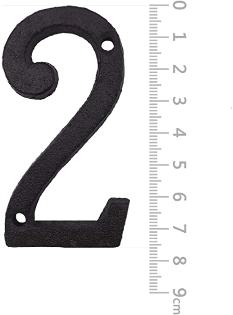 House Numbers- 3 Inch Innovative Wrought Iron Numbers- Vintage Nail on Die Cast Mailbox Number, Number 2