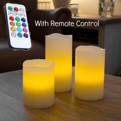 LED Candles LEDitBe with Lifetime Guarantee Flameless Flickering Candles with Timer Made of Real Wax with Light Vanilla Smell - Can Change Colors - 80 Hours of Lighting Including Batteries
