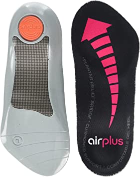 Airplus Women's Plantar Fascia Insole, Orthotic Insoles Arch Support, Superior Comfort & Stability, Clear, Medium
