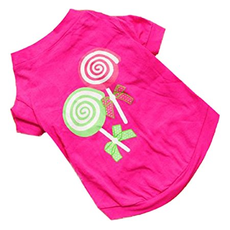 Puppy Clothes,Haoricu Summer Pink Princess Lollipop Vest T-Shirts Apparel