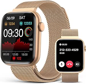 Smart Watches for Women (Answer/Make Calls), 1.9" HD Full Touch Screen, Fitness Tracker with Heart Rate Blood Oxygen Blood Pressure Sleep Monitor, IP67 Waterproof Smartwatch for Android iOS