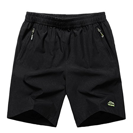 Donhobo Men's Outdoor Quick Dry Lightweight Sports Shorts Zipper Pockets