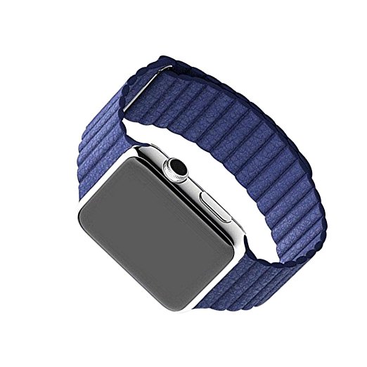 Leather Replacement band for Apple Smart Watch 42mm (BLUE)