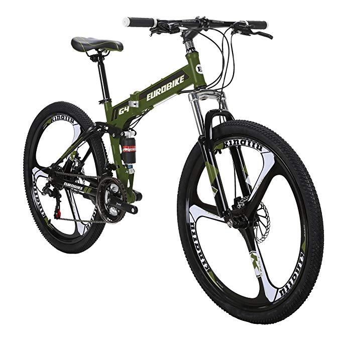 Eurobike Mountain Bike TSM G4 Bicycle 21 Speed 26 Inches Wheels Dual Suspension Folding Bike