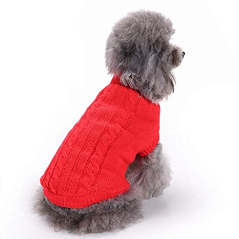 Small Dog Sweater - Warm Pet Sweater, Cute Knitted Classic Dog Coat, Doggie Unisex Sweater Clothes, Pet Dog Sweatshirt Apparel for Small Dog Puppy Kitten Cat