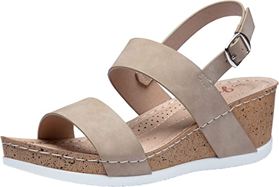 Jeossy Womens Wedge Platform Sandals 35 Open Toe Buckle Ankle Strap Summer Walking Wedges Sandal