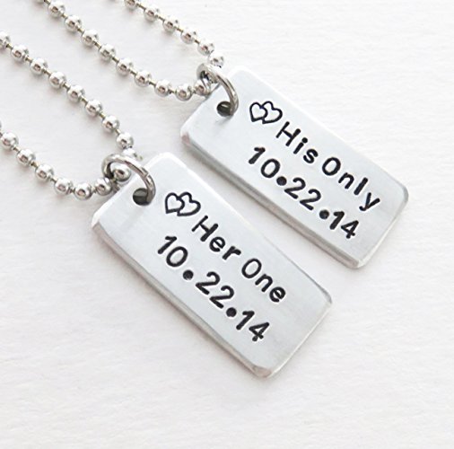 Personalized Her One His Only pendants charms with date - Couple anniversary gifts - Couple necklaces - Couple wedding gifts