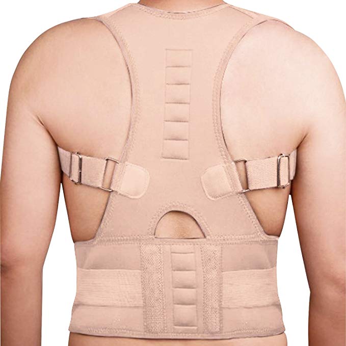 Sentik® Adjustable Magnetic Posture Corrector Back Brace for Men & Women Posture Correction Lumbar Shoulder Support Breathable Back Pain Belt Strap (Large - Waist: 88-97cm)