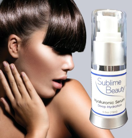 HYALURONIC MOISTURIZING SERUM from Sublime Beauty, 0.5 oz. Also Includes Beta-Carotene & Aloe for Dewy Skin. Plumps Skin.