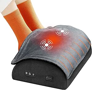 Ergonomic Under Desk Foot Rest with Heat,Vibration Massage, Heated Foot Rest for Under Desk at Work, Foot stools for Under Office Desk,Adjustable Foot Stand for Back & Hip,Home,Office, Gift