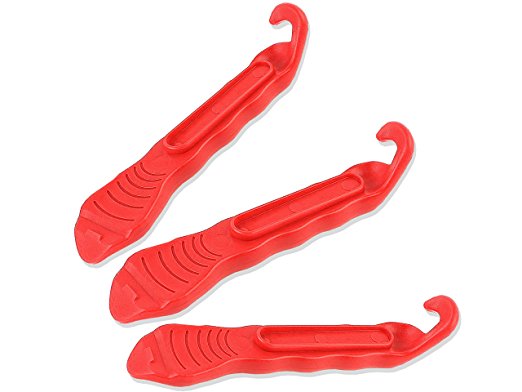 Bicycle Tire Lever - Premium Hardened Plastic Levers to Repair Bike Tube - Must Have Tool Kit for Road Bicyclist - Set of 3 - 5 Colors Available (Black / Silver / Gold / Pink / Red)