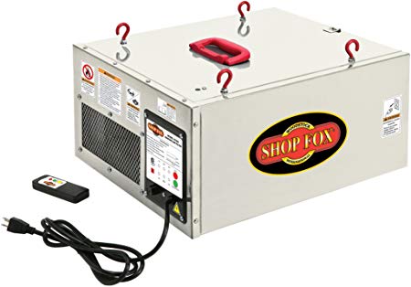 Shop Fox W1830 1/8 HP Single Phase 3-Speed 260/362/409 Cfm Hanging Air Filter with Remote Control and Timer