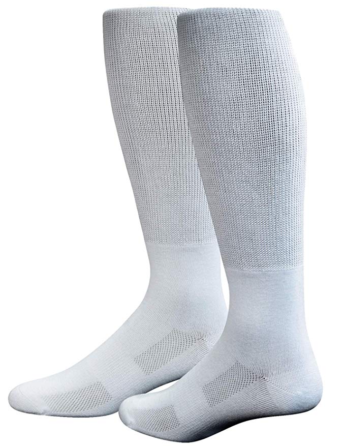 Yomandamor Mens Bamboo Diabetic Over the Calf Breathable Mesh Socks with Non-binding Top,4 Pairs