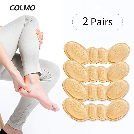 Heel Grips COLMO Gel Heel Cushion Inserts for Loose Shoes -3D bufferfly Anti Slip - Prevents Slipping Out - Gel Heel Grips & Shoe Pads - for Women High Heels Too Big (Milky White)
