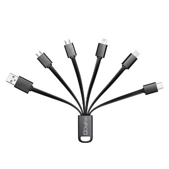 Chafon Latest Multi 6 in 1 USB Charging Cable for iPhone,iPad and Android Smartphone Devices with USB Type C Cable for Apple Macbook 12", ChromeBook Pixel-Black