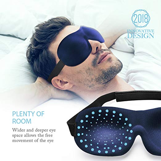 Sleep Mask for Woman and Man, 3D Plus Eye Mask & Blindfold, Larger and Deeper Comfortable Sleeping Mask (Navy)