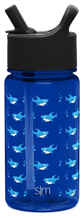 Simple Modern 16oz Summit Kids Tritan Water Bottle with Straw Lid for Toddler - Dishwasher Safe Travel Tumbler - Shark Bite