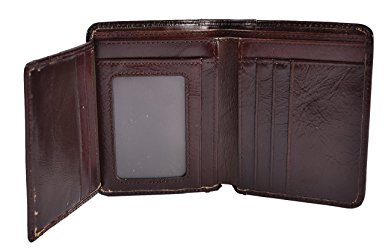 Easyoulife Men's Wallet RFID Genuine Leather Vintage Front Pocket Wallet Trifold