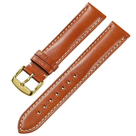 iStrap 18 19 20 21 22 24mm Genuine Calfskin Leather Watch Band Padded Strap Steel Spring Bar Buckle Super Soft(Six Color Choose)
