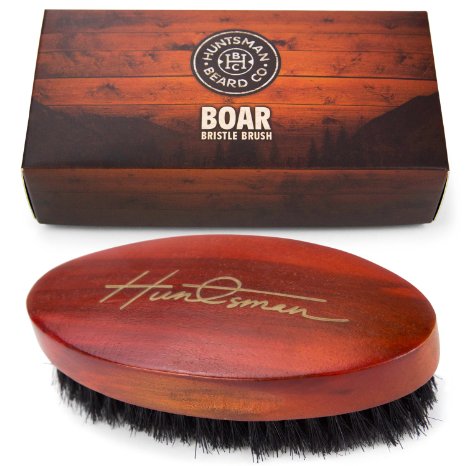 Boar Bristle Beard Brush - Perfect For Balms and Oils - Natural, Soft Boars Hair - For Help Softening And Conditioning Itchy Beards - Presented in Cardboard Gift Box
