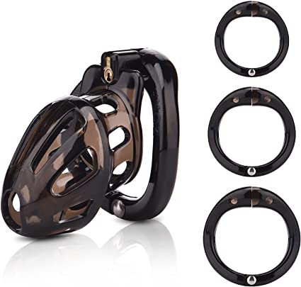 Male Cock Cage Chastity Device - UTIMI Lightweight Chastity Cage Device for Men with 4 Active Sizes Rings Adult Sex Toy for Male Penis Exercise | 2 Keys and Invisible Lock Included（Black）