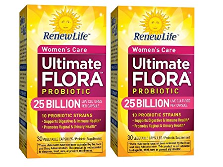 Ultimate Flora Women's Care Probiotic Supplement Vegetable Capsules - 2 boxes of 30 caps