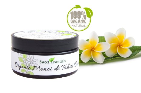 Organic Monoi de Tahiti Butter - 100 Pure Monoi Butter - Large 8oz Jar - Imported From Tahiti  Perfect for Hair Skin and Nails  Moisturizing - Hydrating - Great Exotic Scent