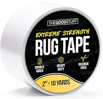 Heavy Duty Double Sided Rug Tape [2"x10yd] Rug Gripper for Hardwood Floors, Vinyl, Area Rugs, Tiles, and Concrete, Two Sided Tape Heavy Duty Carpet Tape, Strong Double Sided Carpet Tape Rug Gripper