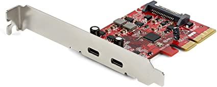 StarTech.com PCIe USB 3.1 Card - 2x USB C 3.1 Gen 2 10Gbps - PCIe Gen 3 x4 - ASM3142 Chipset - USB Type C PCI Express Card (PEXUSB312C3)