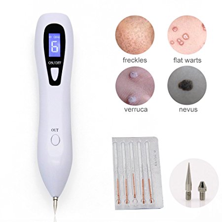 Mole Skin Tag Removal Pen,Mole Removal Pen Kit for Face Body,Newest 6-Gears Spot Eraser Pro Removing Facial Tag Nevus Freckles Warts Dark Tattoo Dot Not Bleeding Mole Remover Beauty Skin Machine