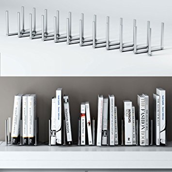 Adjustable Book Holder Bookend 11 Sections Extends up to 39" Length Stainless Steel Unique Design
