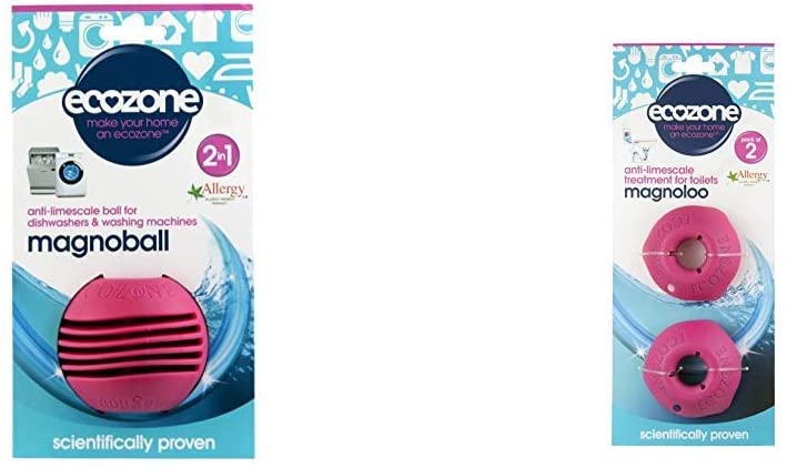 Ecozone Magnoball - Anti-Limescale Ball for Washing Machine & Dishwasher Lasts up to 5 years & Magnoloo Anti Limescale Treatment For Toilets, Removes & Prevents Limescale, Lasts For Up To 5 Years