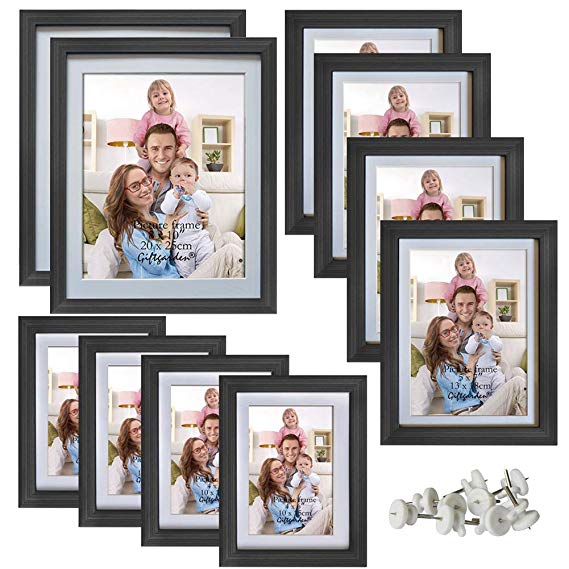 Giftgarden Multi Picture Frames Set Black Photo Frame for Multiple Photos, 10 Pcs, Two 8x10, Four 4x6, Four 5x7