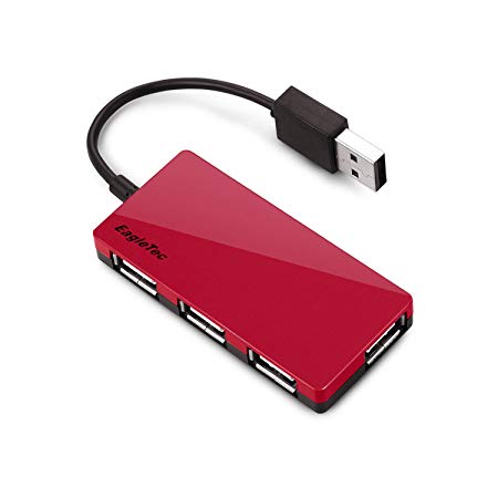 EagleTec HUB3639 USB 2.0, 4 Port Hub (Metallic Red Color, Ultra Slim Size 9mm)