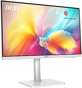 MSI Modern MD2412PW 24-inch IPS 1920 x 1080 (FHD) Computer Monitor, 100Hz, Adaptive-Synch, HDR Ready, HDMI, USBC 15W Power Delivery, Speaker, VESA Mountable, Height Adjustable, 1ms, White