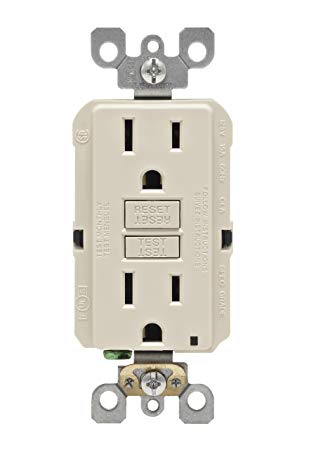 Leviton N7599-T 15-Amp 125-Volt SmartLock Pro Slim Non-Tamper-Resistant Duplex GFCI Receptacle, Light Almond