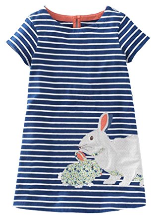 Fiream Girls Casual Cotton Short Sleeve Cartoon Dress