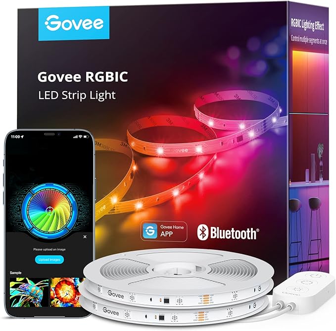 Govee RGBIC LED Strip Lights, 65.6ft Smart LED Lights for Bedroom, Bluetooth LED Lights APP Control, DIY Multiple Colors on One Line, Color Changing LED Lights Music Sync, Christmas, 2 Rolls of 32.8ft